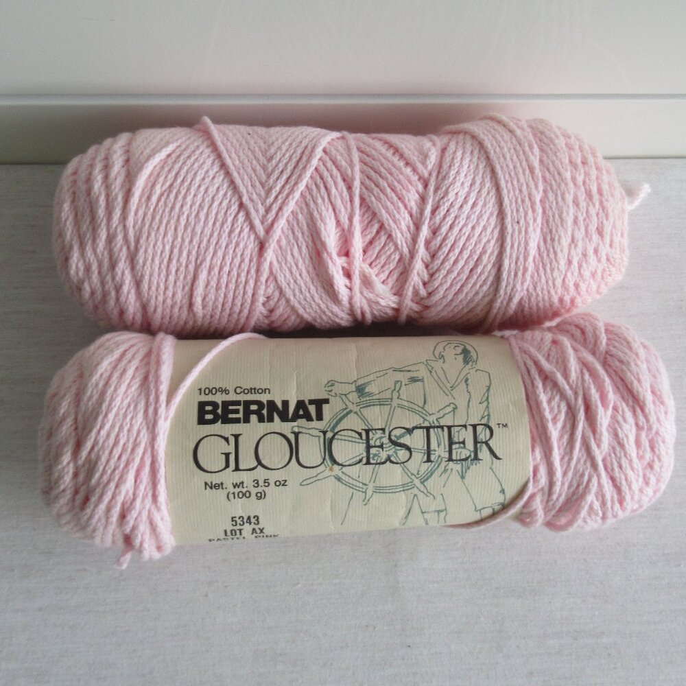 VTG and New, 2 skeins Bernat Gloucester Yarn 100% Cotton Pink # 5343 USA